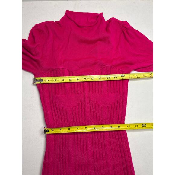 Anthropologie Ribbed Sweater Bodycon Sweater Dress Pink, Mini/Mock Turtleneck S - Picture 9 of 9